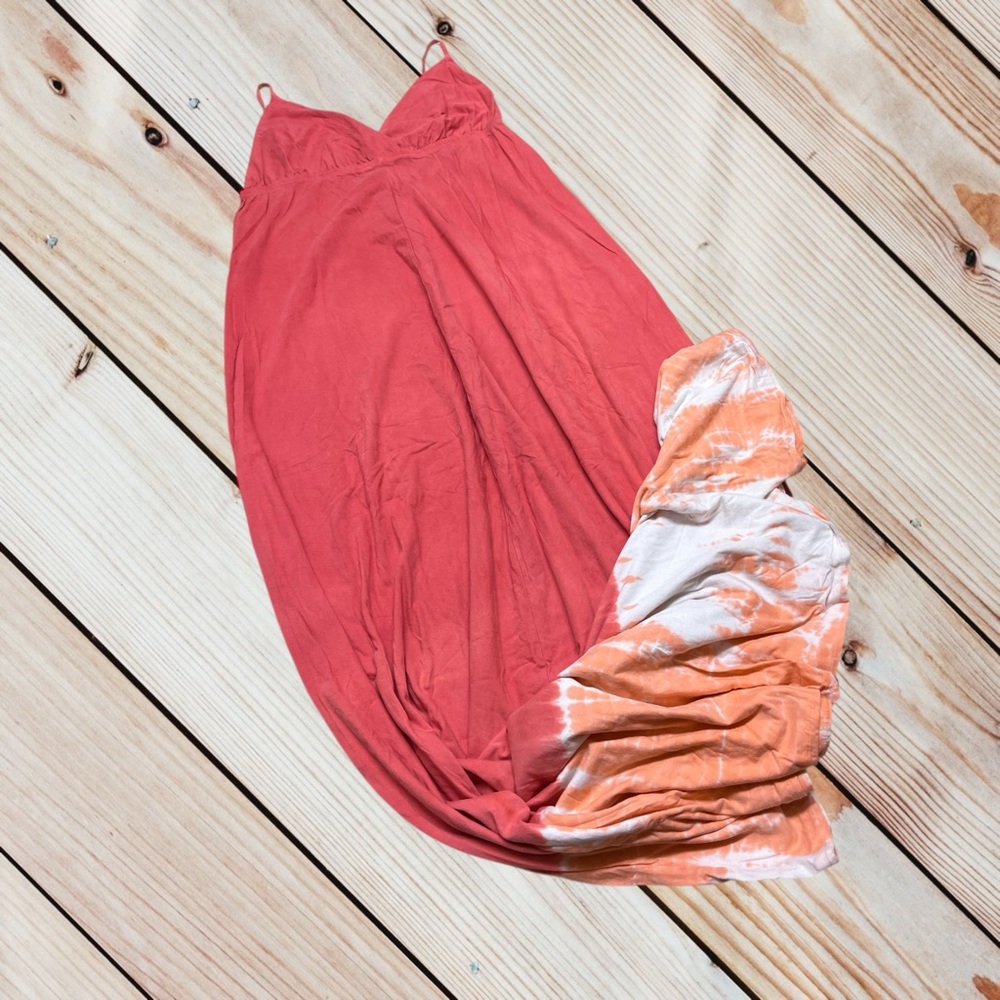 Gypsy 05 S pink coral orange tie dye cotton maxi dress - Picture 2 of 15